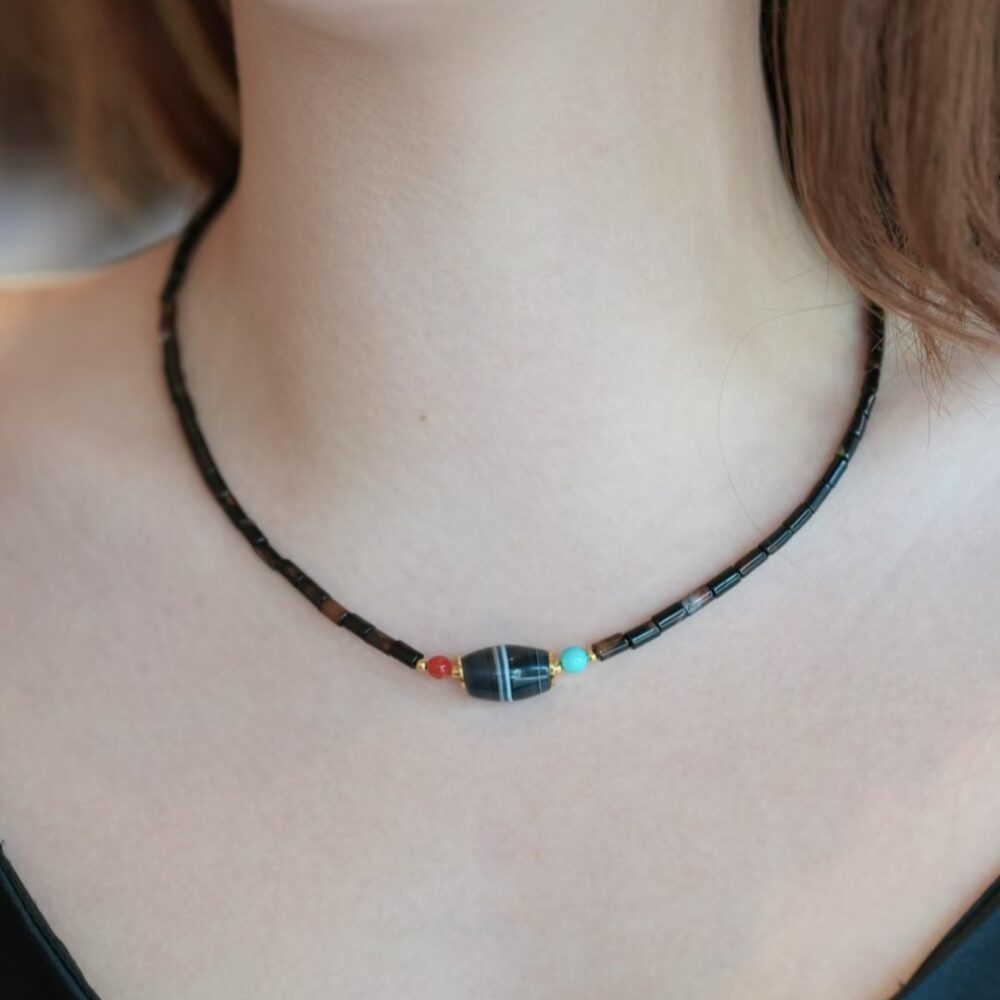 Minimalist style ancient bead clavicle necklace - 图片 2