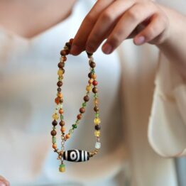 Candy Color Dzi Bead Clavicle Necklace
