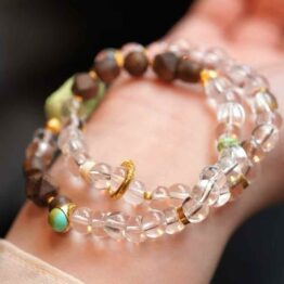 White crystal double circle bracelet