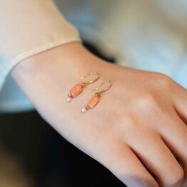 Pink Coral Double Happiness Earrings