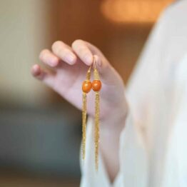 Antique wax date bead earrings