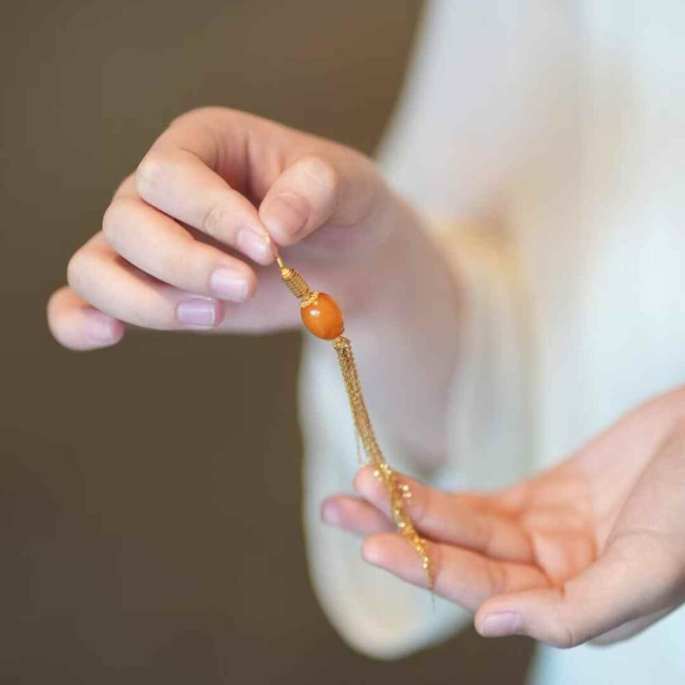 Antique wax date bead earrings - 图片 2