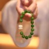 Jade spinach green bracelet - 图片 2