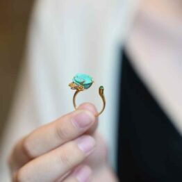 "Skull Rose" Turquoise 18k Ring