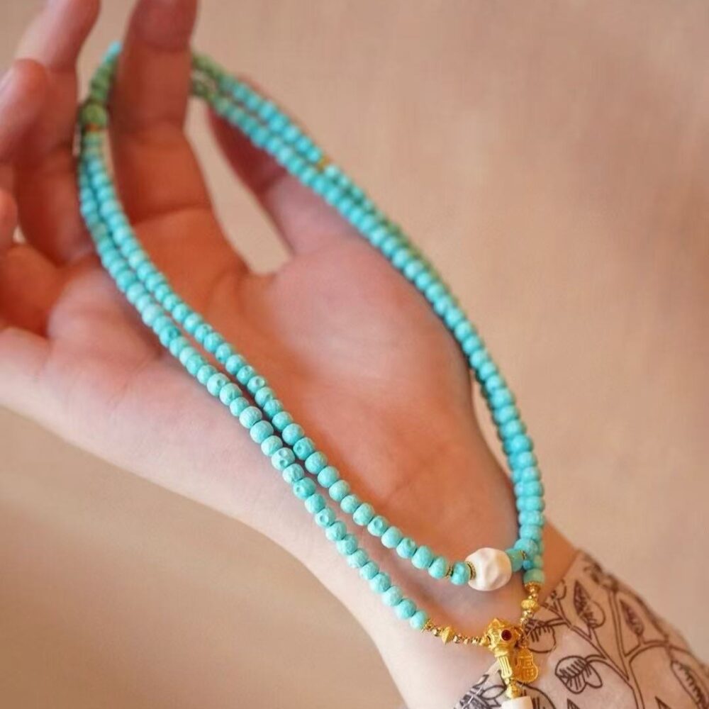 Original high-porcelain turquoise necklace/bracelet - 图片 6