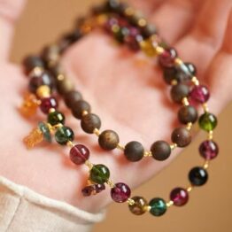 Agarwood old mine tourmaline crystal necklace