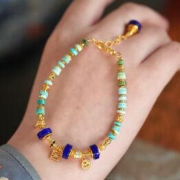 Turquoise and Lapis Gold Bracelet