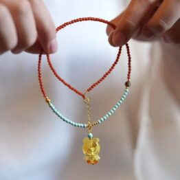 Beeswax Fairy Flower Bear Necklace