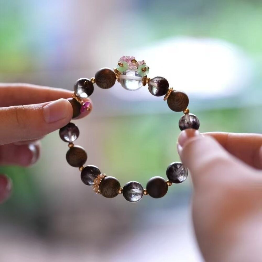 Natural Agarwood Crystal Duobao Bracelet - 图片 3