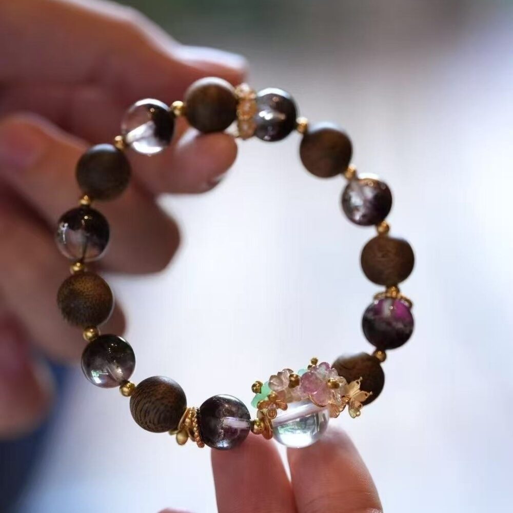 Natural Agarwood Crystal Duobao Bracelet - 图片 2