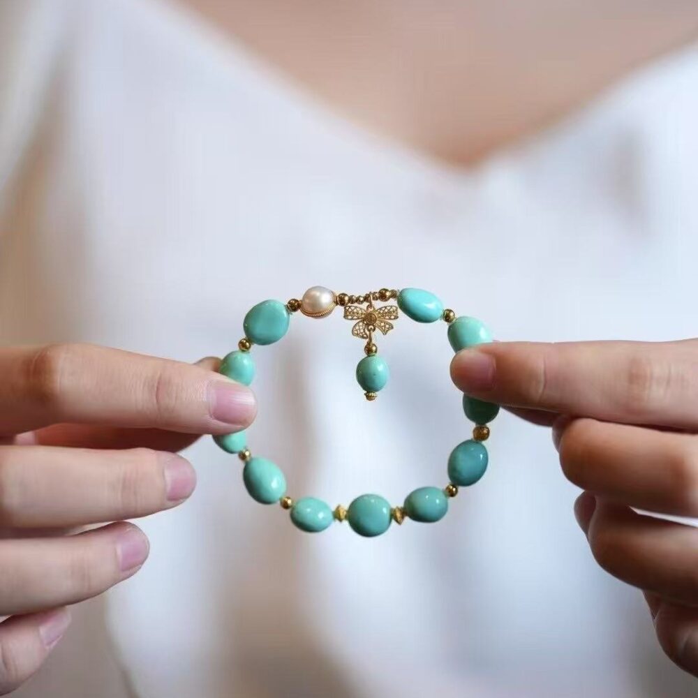 Original sky blue turquoise bracelet - 图片 3