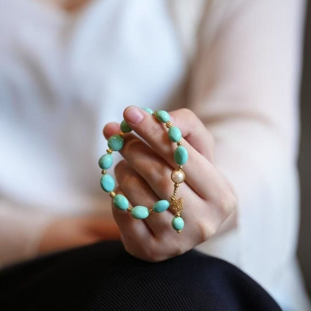 Original sky blue turquoise bracelet - 图片 4