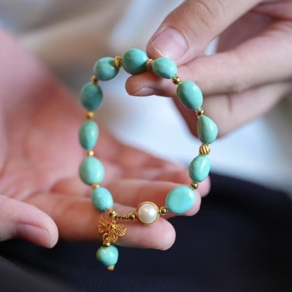 Original sky blue turquoise bracelet - 图片 2