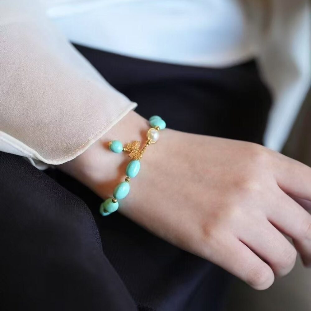 Original sky blue turquoise bracelet - 图片 5