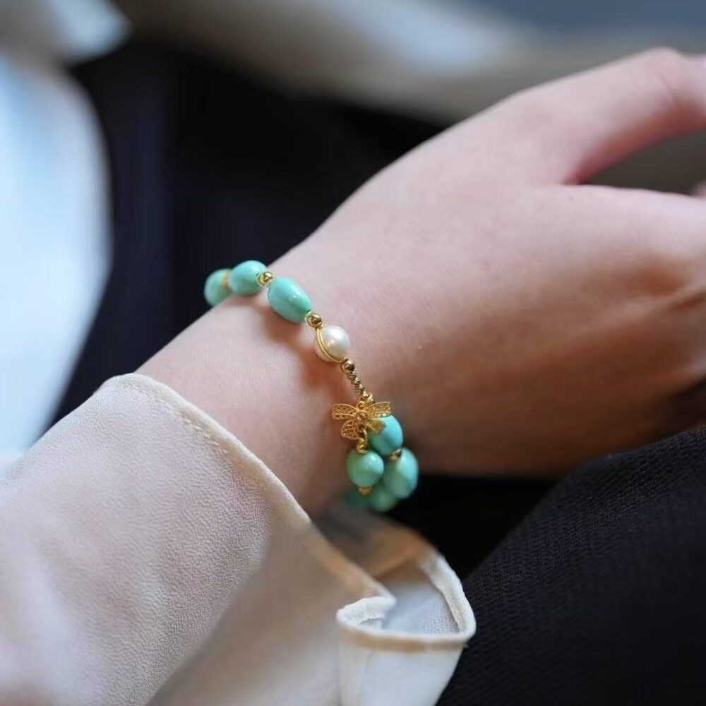 Original sky blue turquoise bracelet - 图片 6