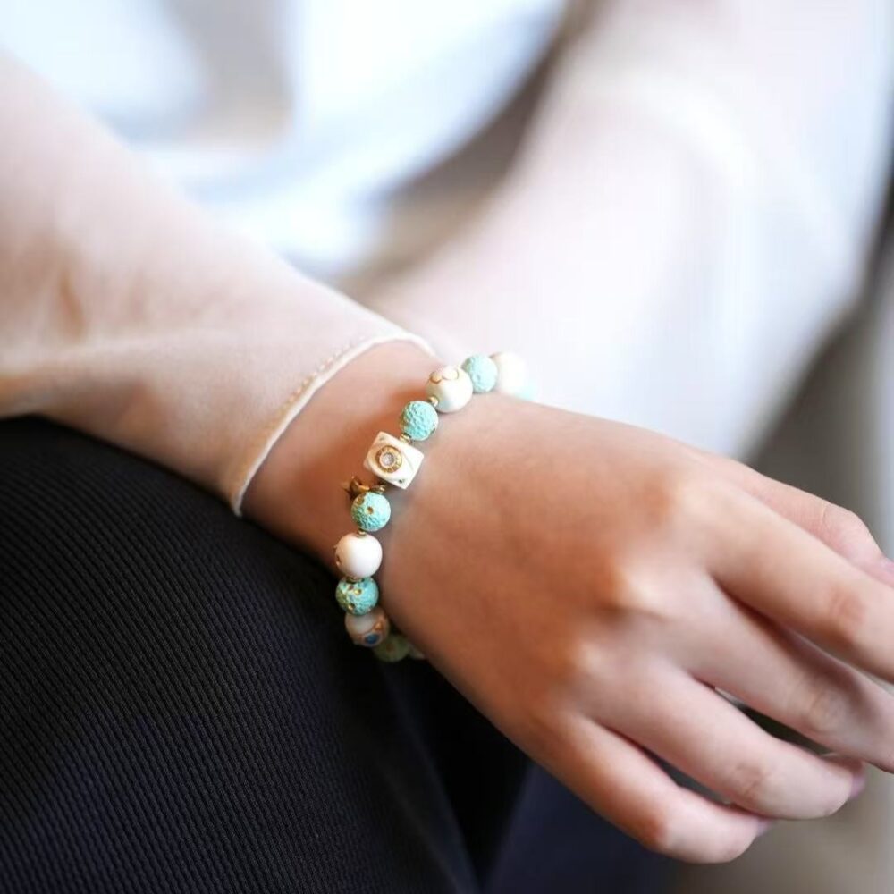Sky blue turquoise beads bracelet - 图片 6