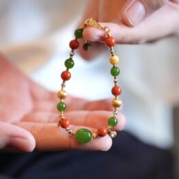 Jade and red multi-treasure bracelet