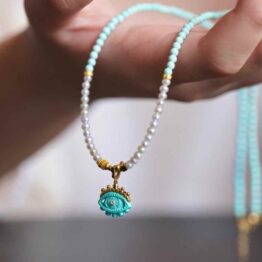 Raw turquoise rice bead clavicle necklace (Eye of Horus)