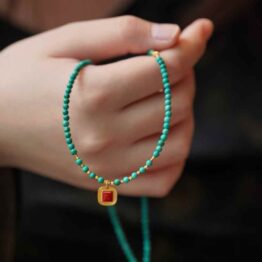 Aka Coral + Turquoise Clavicle Necklace