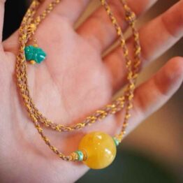 Beeswax handmade rope necklace